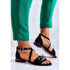 Sandalias Mujer Ante Con Cadena Laura Messi 2365 Negro 4