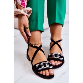 Sandalias Mujer Ante Con Cadena Laura Messi 2365 Negro 7
