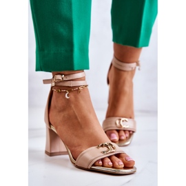 Sandalias Piel Tacón Alto Laura Messi 2425 Beige 3