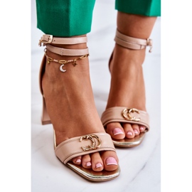 Sandalias Piel Tacón Alto Laura Messi 2425 Beige 6