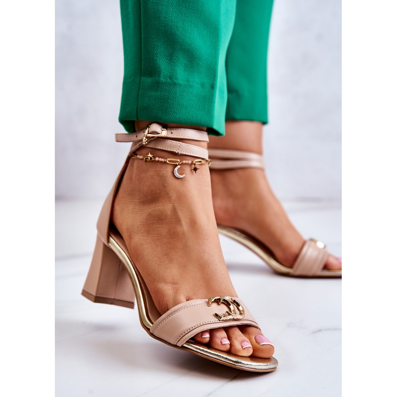 Sandalias Piel Tacón Alto Laura Messi 2425 Beige 2