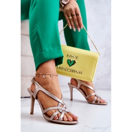 Sandalias Piel Tacones Altos Laura Messi 2002 Beige y Oro 7