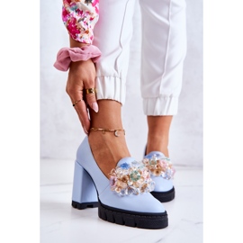 PA2 Zapatos De Salón Elegantes Con Adorno Caterine Azul Liso 1
