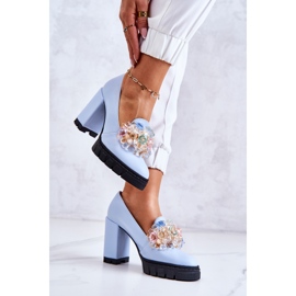 PA2 Zapatos De Salón Elegantes Con Adorno Caterine Azul Liso 3