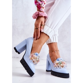 PA2 Zapatos De Salón Elegantes Con Adorno Caterine Azul Liso 2