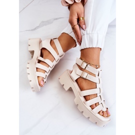 PS1 Sandalias De Piel Con Tiras Beige Minorite 7