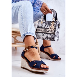 PS1 Sandalias de mujer Veenus azul marino con tacón de cuña 5