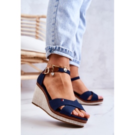 PS1 Sandalias de mujer Veenus azul marino con tacón de cuña 2