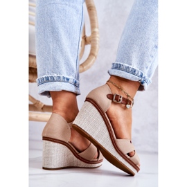 PS1 Sandalias Mujer Con Cuña Beige Oscuro Veenus 6