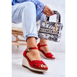 PS1 Sandalias de cuña Veenus de mujer de color rojo 5