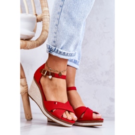 PS1 Sandalias de cuña Veenus de mujer de color rojo 1