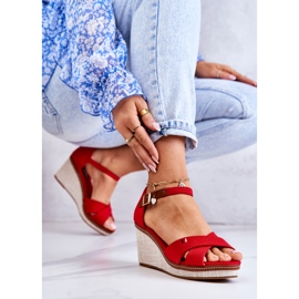 PS1 Sandalias de cuña Veenus de mujer de color rojo 4