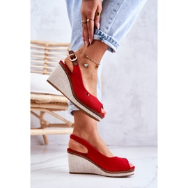 PS1 Sandalias Mujer Cómodas Con Hebilla Rojo Thallas 3