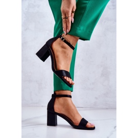 Vinceza Sandalias De Mujer De Moda En Un Tacón Negro Lucida 4