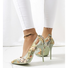 Zapatos de tacón verdes con estampado floral Jalisa multicolor 2
