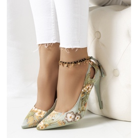 Zapatos de tacón verdes con estampado floral Jalisa multicolor 1