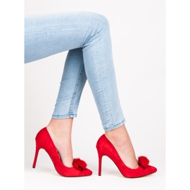 Coco Perla Zapatos de salón con pompón rojo 1