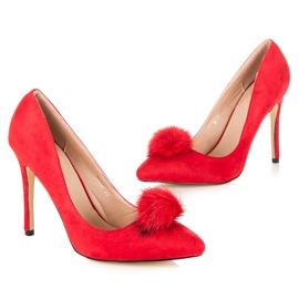 Coco Perla Zapatos de salón con pompón rojo 6