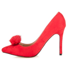 Coco Perla Zapatos de salón con pompón rojo 3