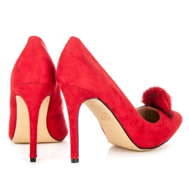Coco Perla Zapatos de salón con pompón rojo 4