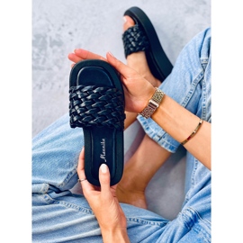 Sandalias de tacón con rayas trenzadas Elida Black negro 5
