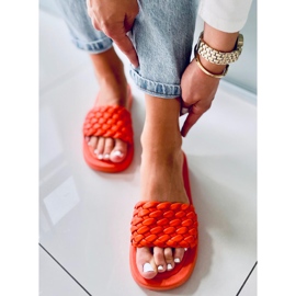 Babuchas de suela alta con rayas trenzadas Elida Naranja 3