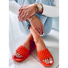 Babuchas de suela alta con rayas trenzadas Elida Naranja 5