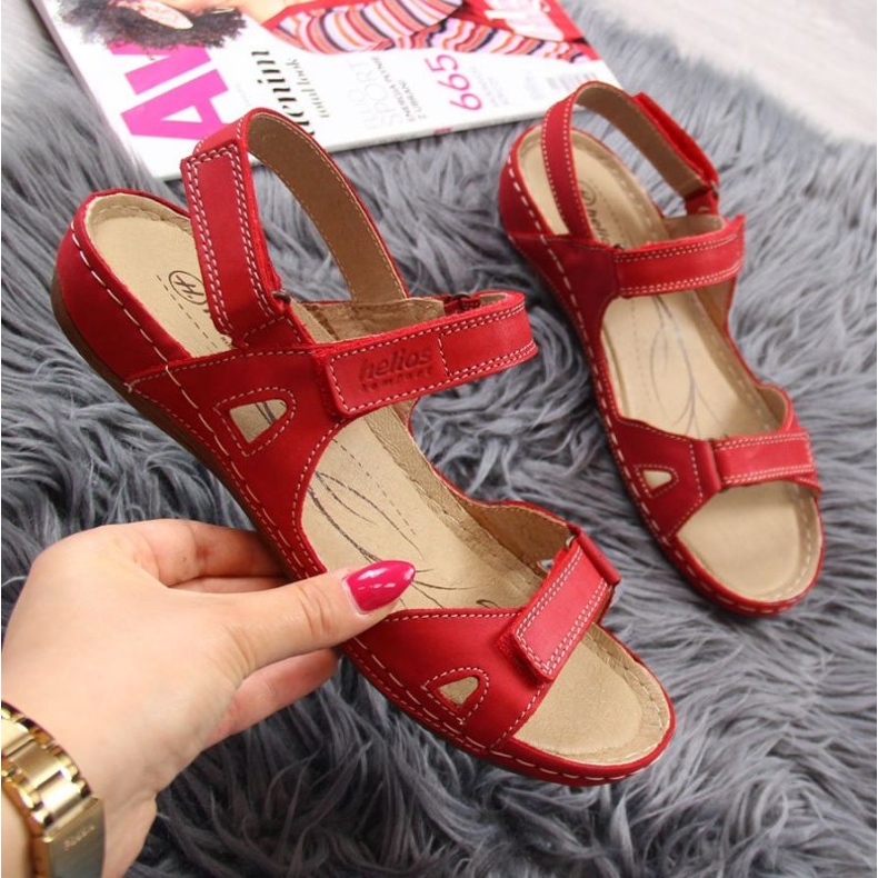 Sandalias piel velcro rojo W Helios 205 1