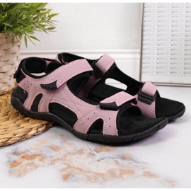 Sandalias deportivas rosas con velcro En el Club Americano negro rosado 2
