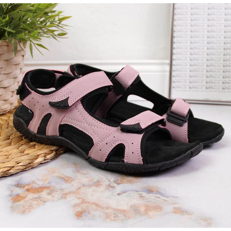 Sandalias deportivas rosas con velcro En el Club Americano negro 2
