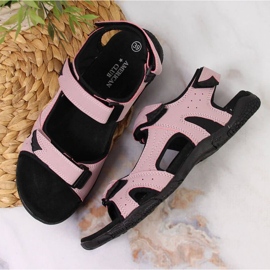 Sandalias deportivas rosas con velcro En el Club Americano negro rosado 3