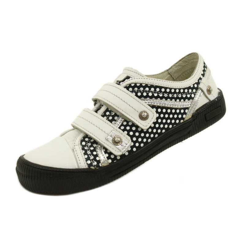 Zapatos Piel Velcros Bartek 78148-25K Lunares blanco negro plata 3
