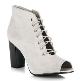 Vinceza Botas atadas con puntera abierta gris 1
