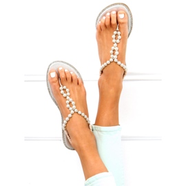 Chanclas con perlas Ofelia Beige 2