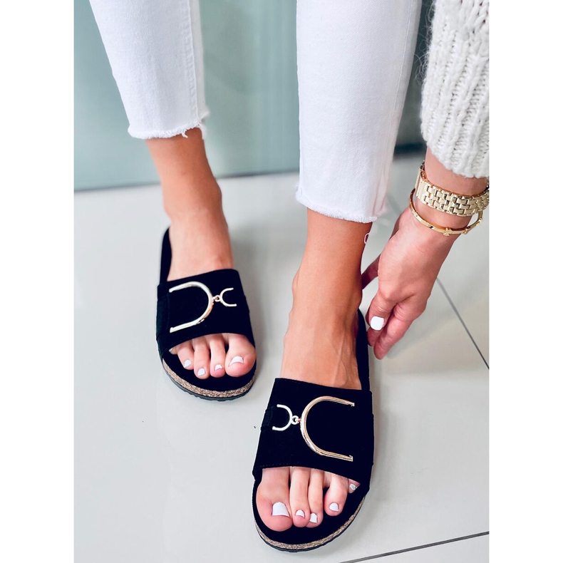 Babucha Tara Black suela de corcho negro 1