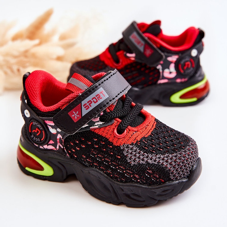 PJ2 Deportivas Infantiles Con Velcros Negro-Rojo Lillo 2