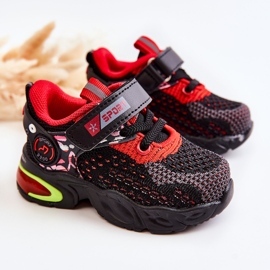 PJ2 Deportivas Infantiles Con Velcros Negro-Rojo Lillo 1