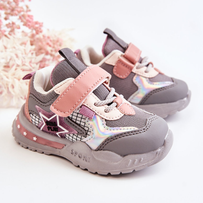 PJ2 Deportivas Ligeras Infantiles Gris-Rosa Mobby rosado 1