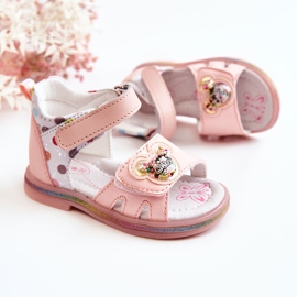 PJ2 Sandalias Infantiles Piel Lunares Rosa rosado 4
