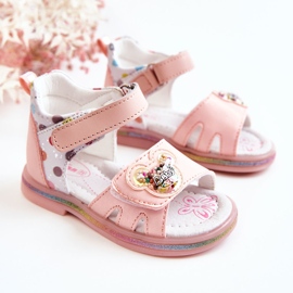 PJ2 Sandalias Infantiles Piel Lunares Rosa rosado 3