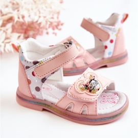 PJ2 Sandalias Infantiles Piel Lunares Rosa rosado 5