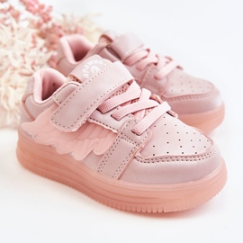 PA1 Deportivas Infantiles De Piel Con Velcro Angel Rosa 1