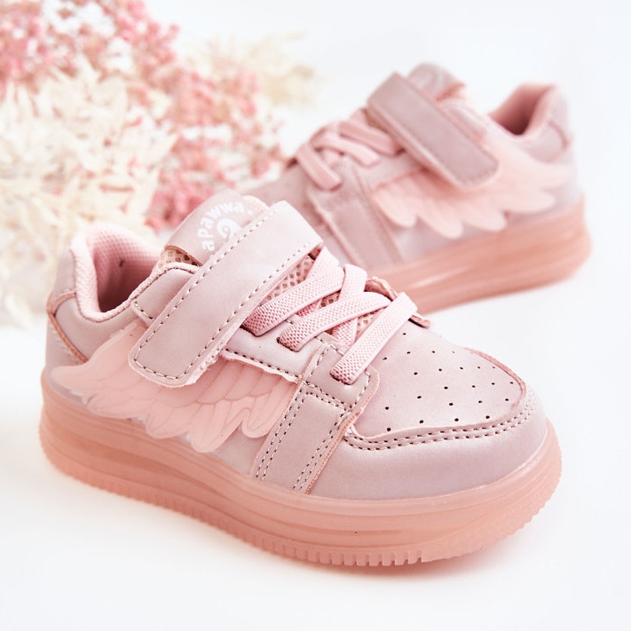 PA1 Deportivas Infantiles De Piel Con Velcro Angel Rosa rosado 2