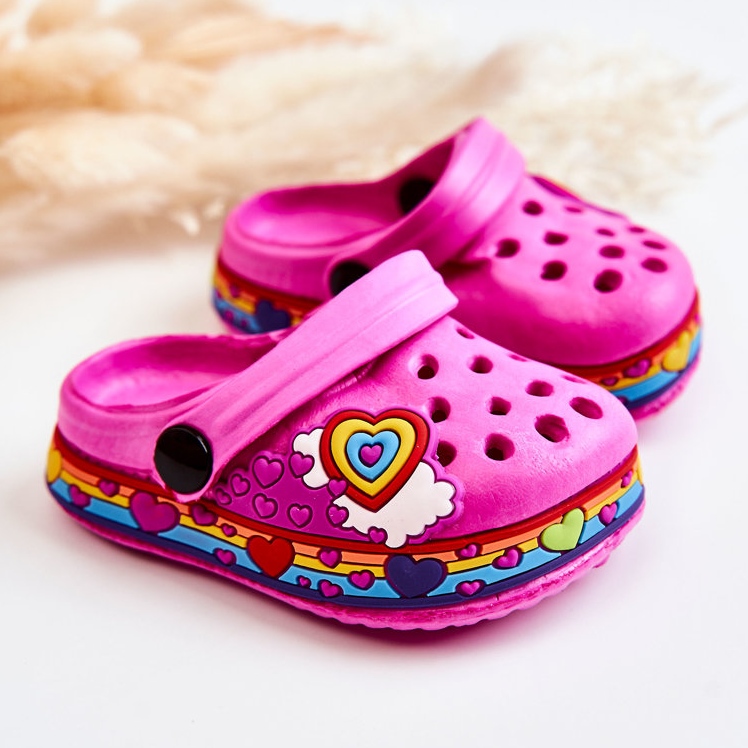 Pantuflas Infantiles De Espuma Kroks Fucsia Charie rosado 1