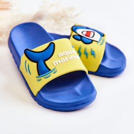 Pantuflas Infantiles Ligeras Sharky Amarillo-Azul 2 Pantuflas Infantiles Ligeras Sharky Amarillo-Azul 2