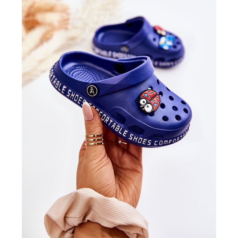 BM Pantuflas Infantiles Ligeras Crocs Con Decoración Bertis Azul Marino 1