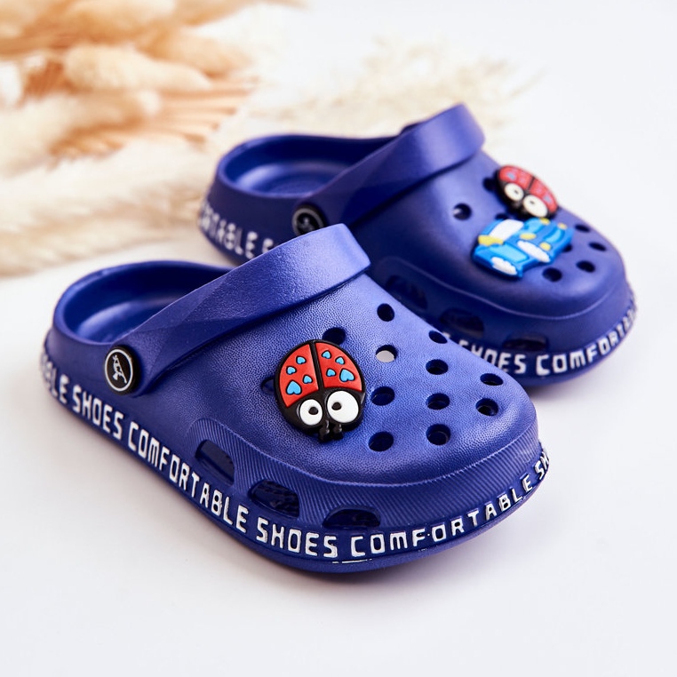 BM Pantuflas Infantiles Ligeras Crocs Con Decoración Bertis Azul Marino 2
