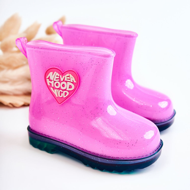 Botas de Agua Infantil Brocado Fucsia rosado 1 Botas de Agua Infantil Brocado Fucsia rosado 1