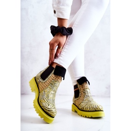 Maciejka 05324-07 Botas de cuero sin cordones Amarillo beige verde 2