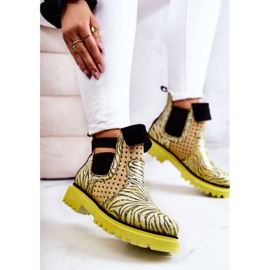 Maciejka 05324-07 Botas de cuero sin cordones Amarillo beige verde 6